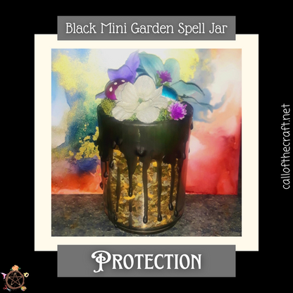 Mini Garden Spell Jar - Black, Protection - The Call of the Craft