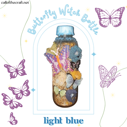 Butterfly Witch Bottles, Light Blue - The Call of the Craft