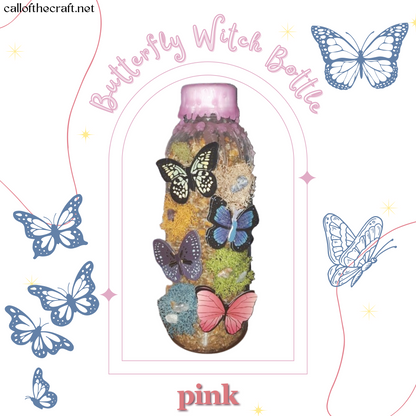 Butterfly Witch Bottles, Pink - The Call of the Craft