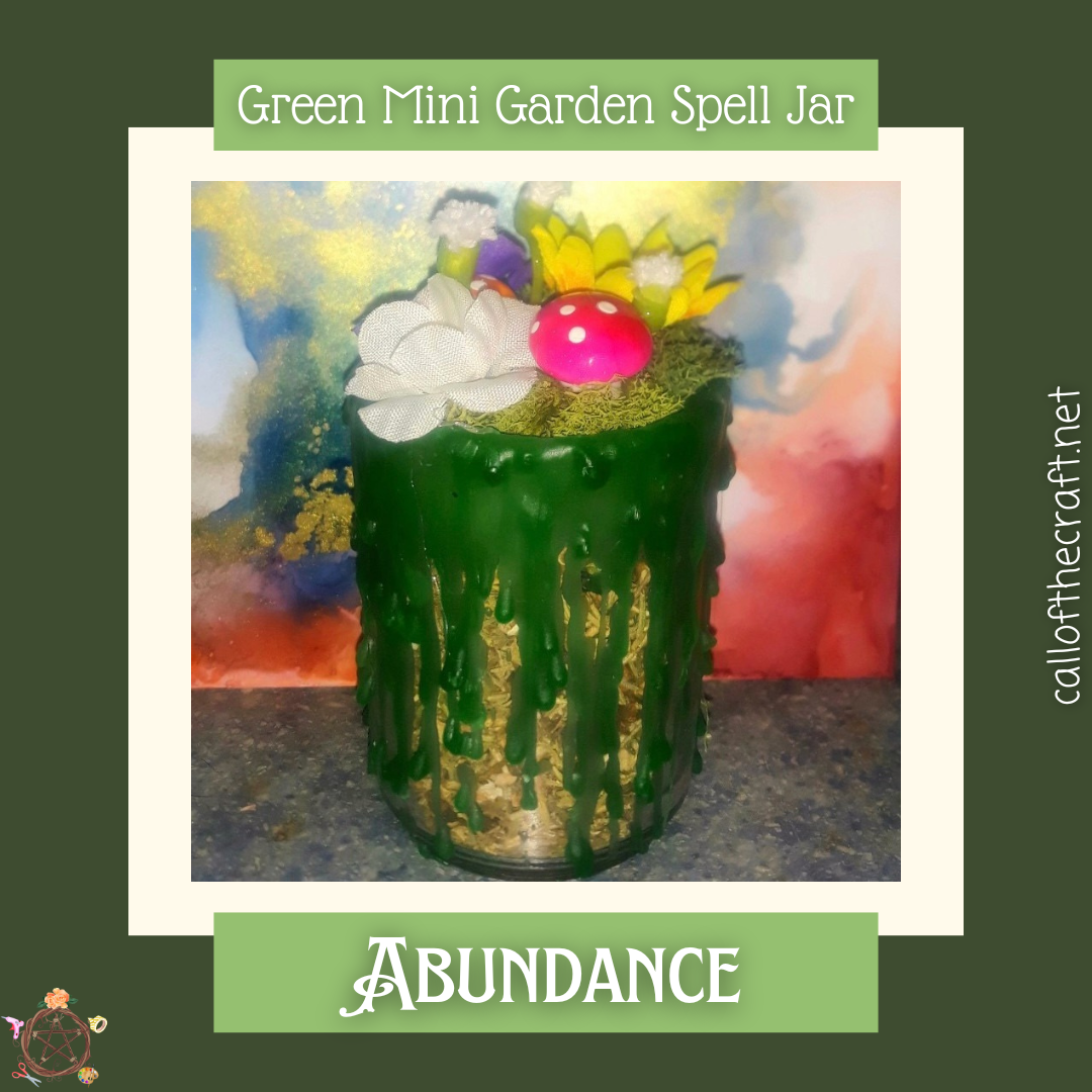 Mini Garden Spell Jar - Green, Abundance - The Call of the Craft