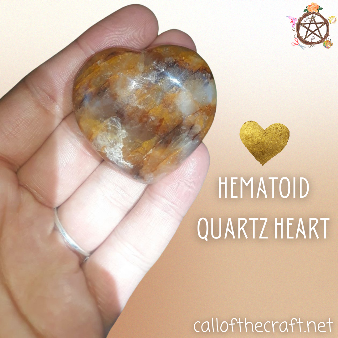 Crystal Carvings, Hematoid Quartz Heart - The Call of the Craft