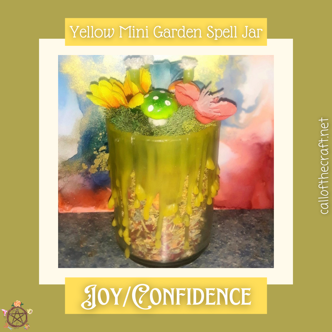 Mini Garden Spell Jar - Yellow, Joy/Confidence - The Call of the Craft